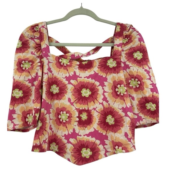 Free People Tops - Free People Give Me More Floral Crop Top Spring Summer Butter Yellow Size Large